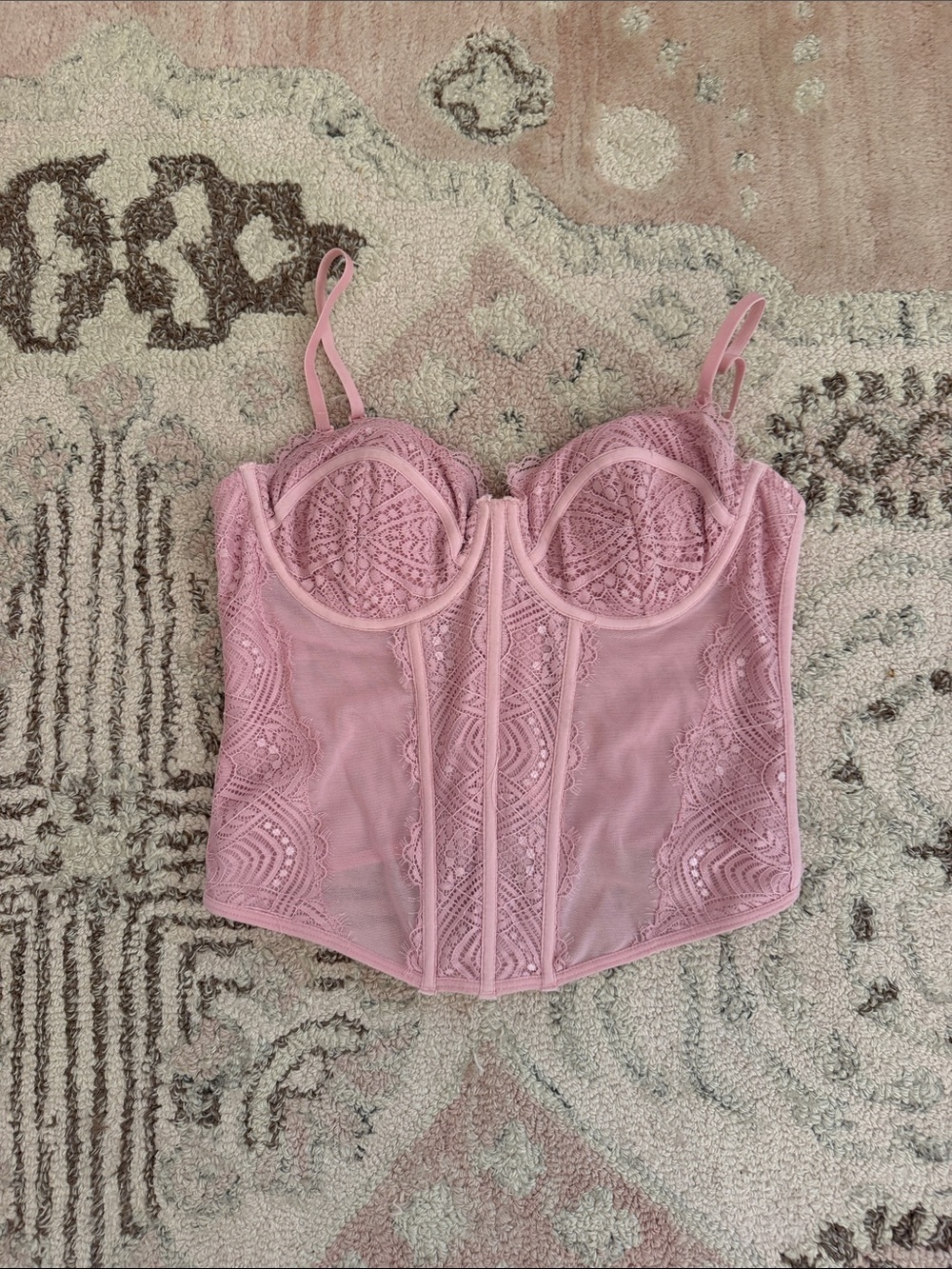 Garage Pink Lace Bustier Top